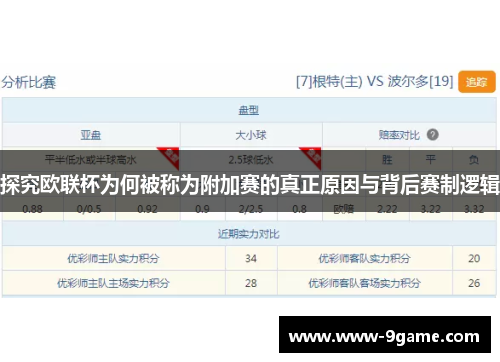 探究欧联杯为何被称为附加赛的真正原因与背后赛制逻辑