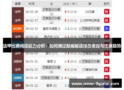 法甲比赛阅读能力分析：如何通过数据解读球员表现与比赛趋势